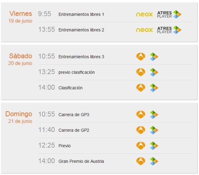Horarios Fórmula 1 GP de Austria en Antena 3