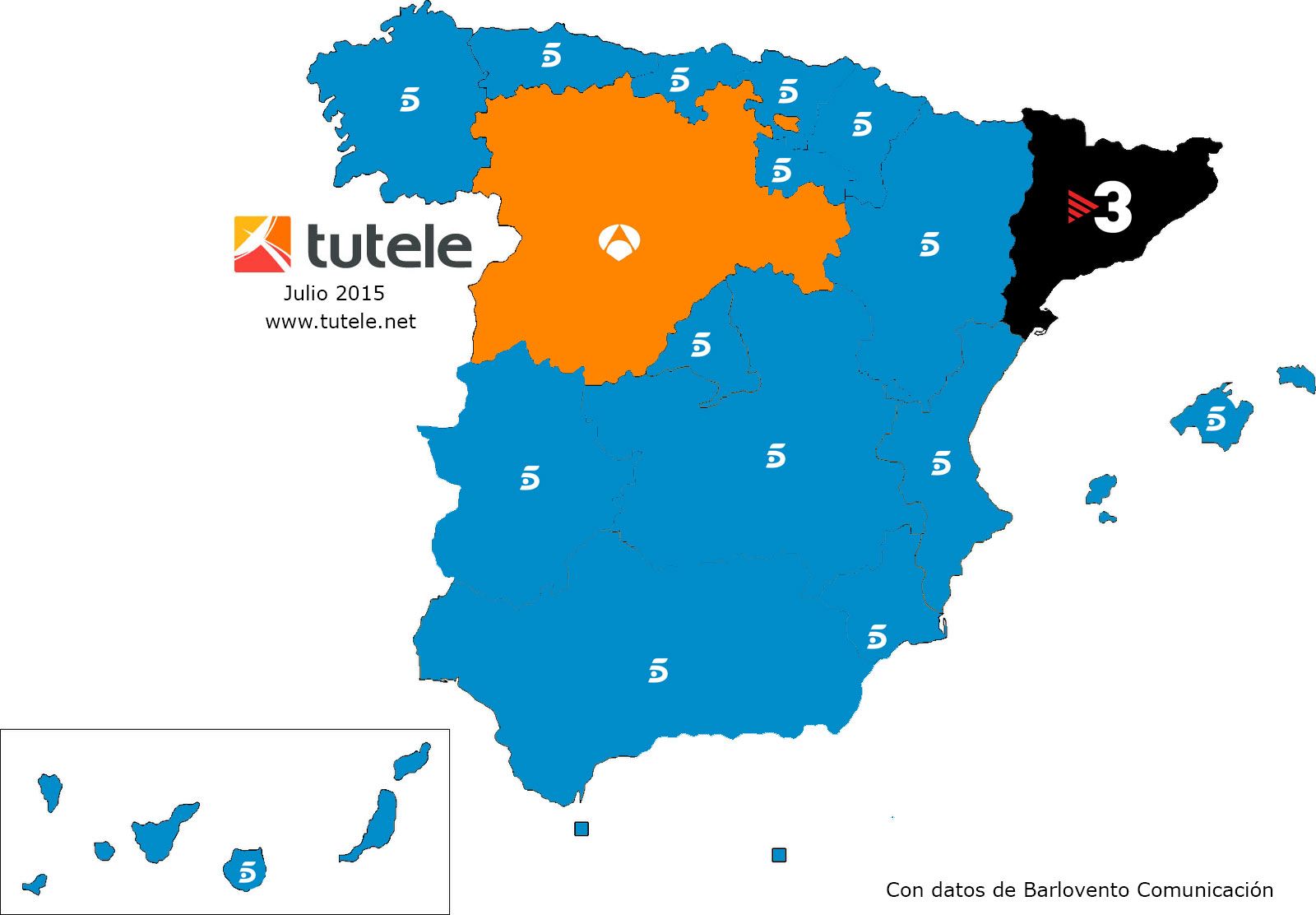 El mapa de las audiencias de julio 2015