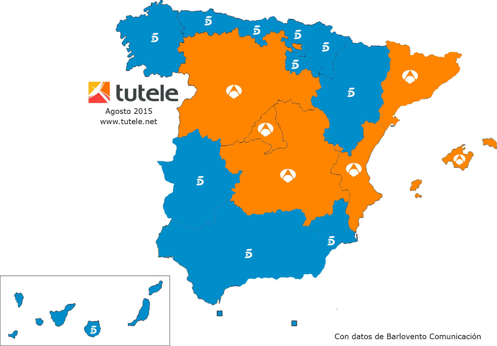 El mapa de las audiencias de agosto 2015