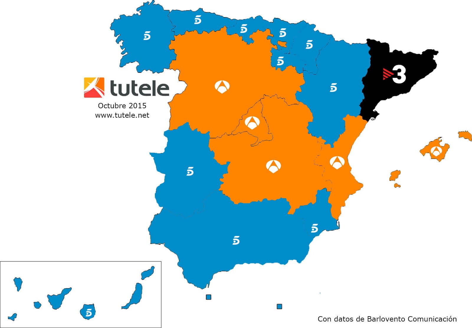 El mapa de las audiencias de octubre 2015