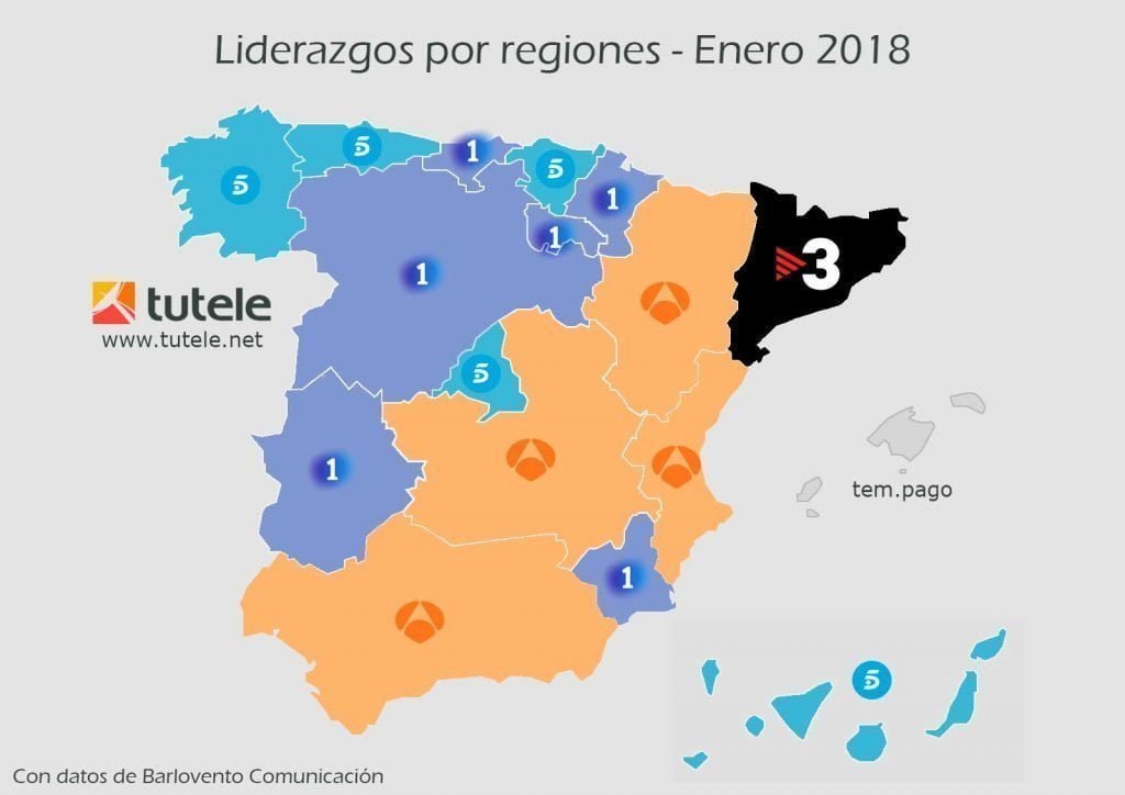 El mapa de las audiencias de octubre 2017