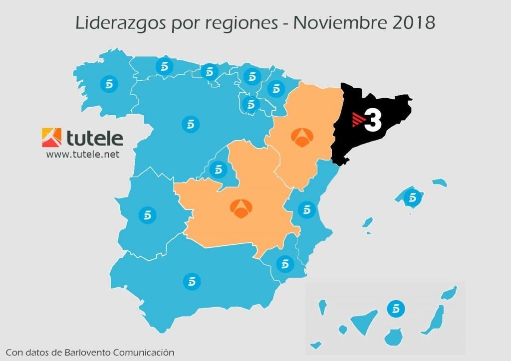El mapa de las audiencia de noviembre 2018 